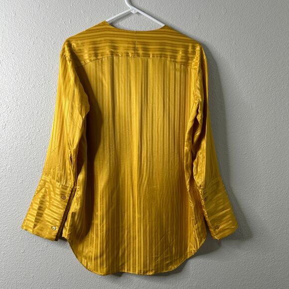 Aritzia Wilfred Zelie Silk Blend Button Up Tunic Shirt Size XXS Yellow - Picture 9 of 10
